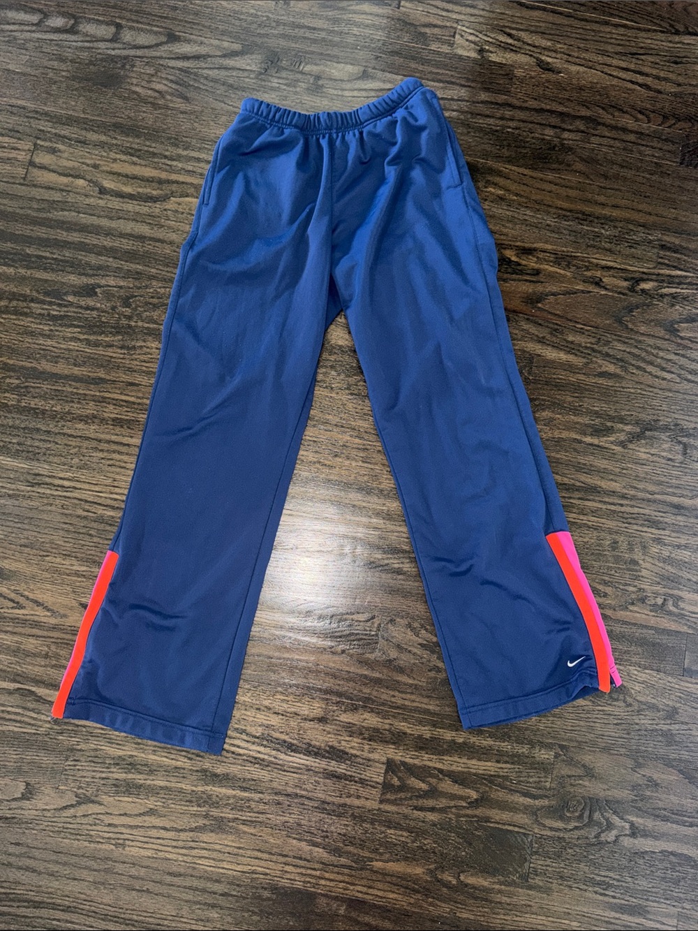 Nike Youth Blue Track Pants with Pink Accent